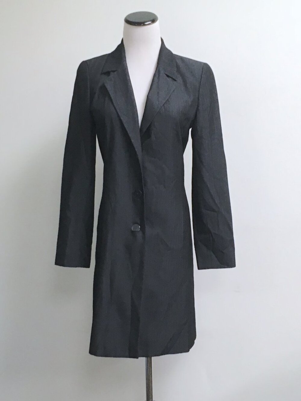 Linda Allard black duster wool blend petite 2 coat